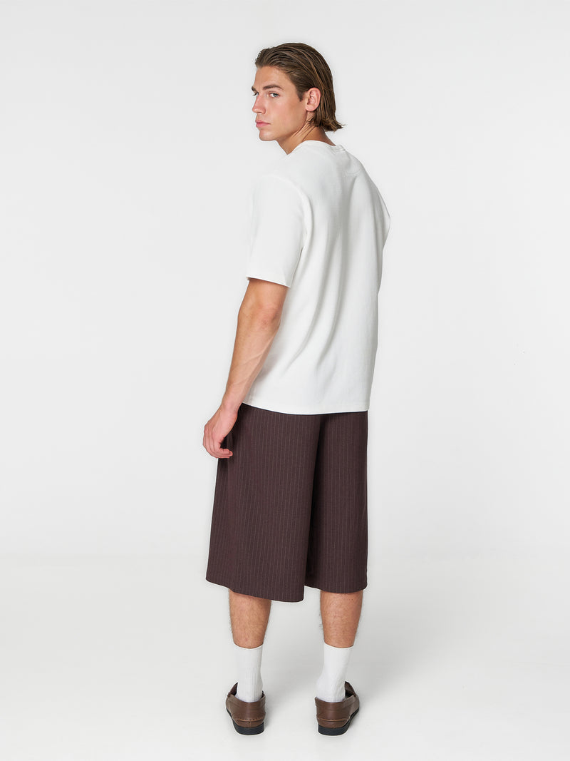 Pinstriped Suit Shorts Brown