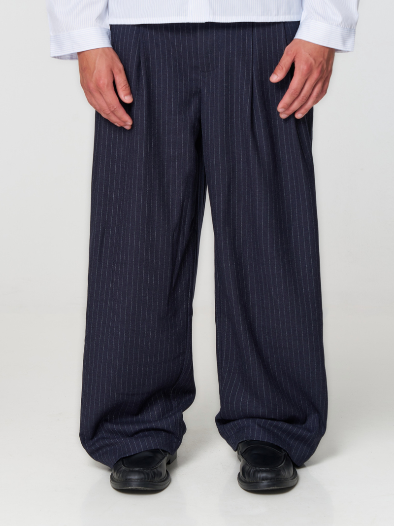 Pinstriped Suit Pants Navy