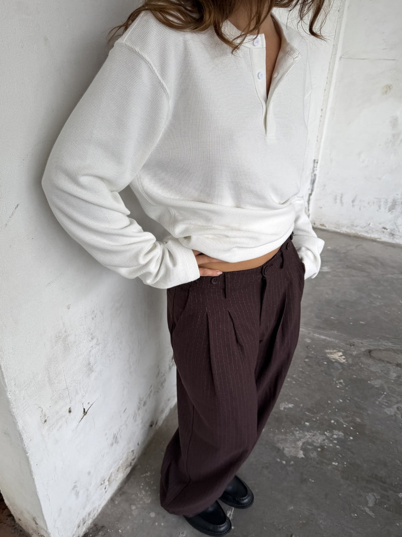 Pinstriped Suit Pants Brown
