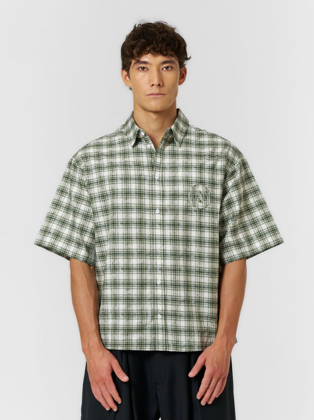 Cloud Check Shirt Green/White