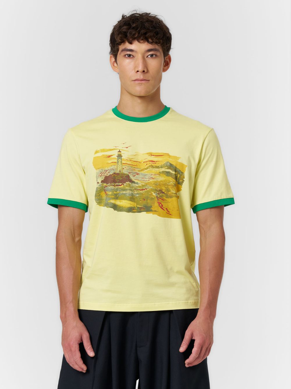 Fitted Cuff T-shirt Yellow/White