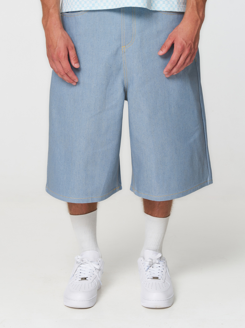 Raw Denim Shorts Light Blue