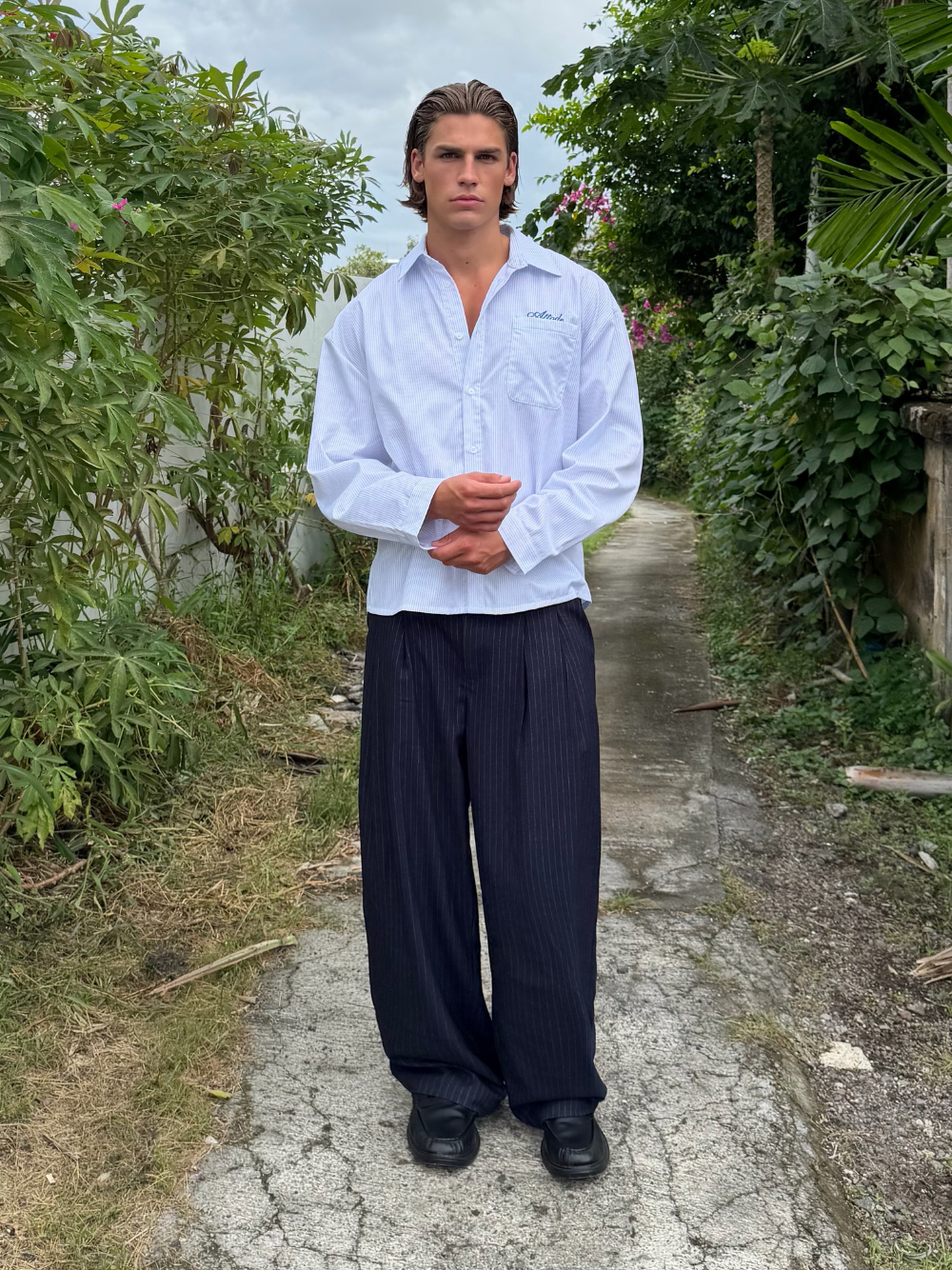 Pinstriped Suit Pants Navy