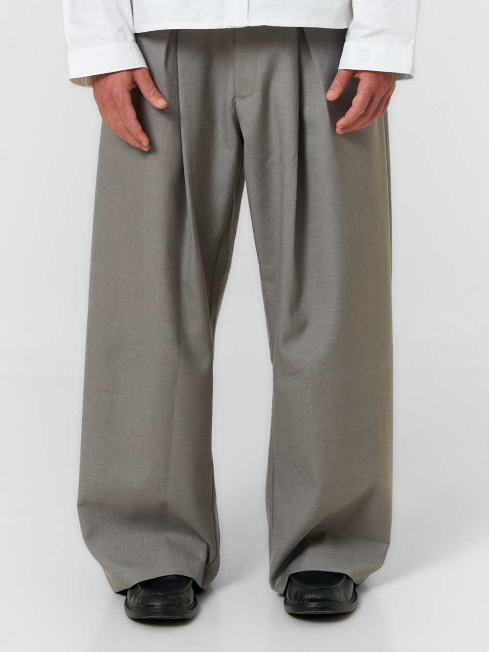 Korean Pleated Suit Pants Grey
