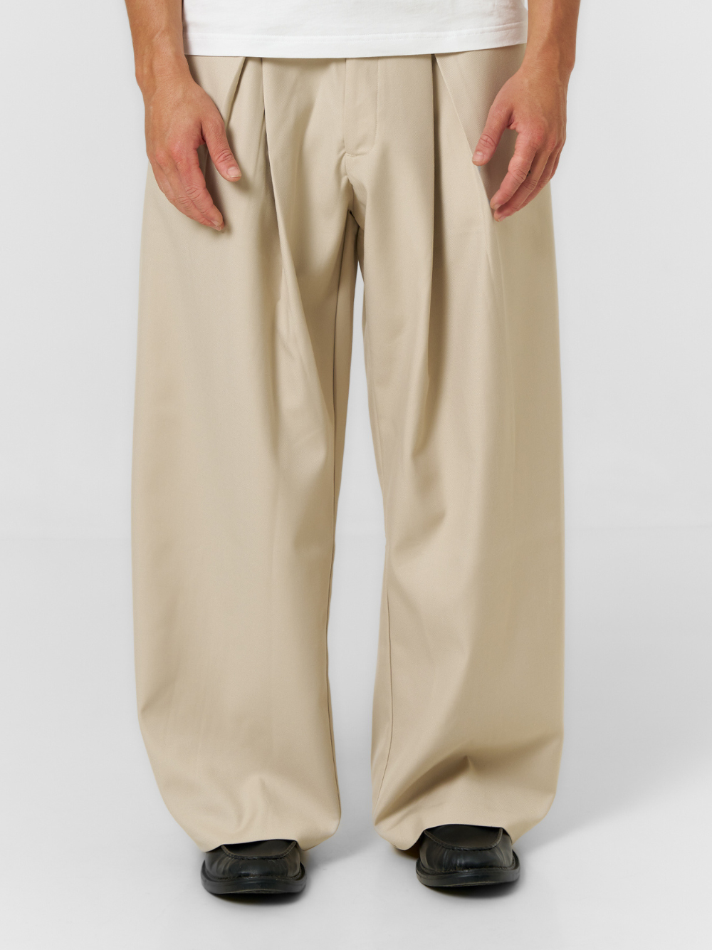 Korean Pleated Suit Pants Beige