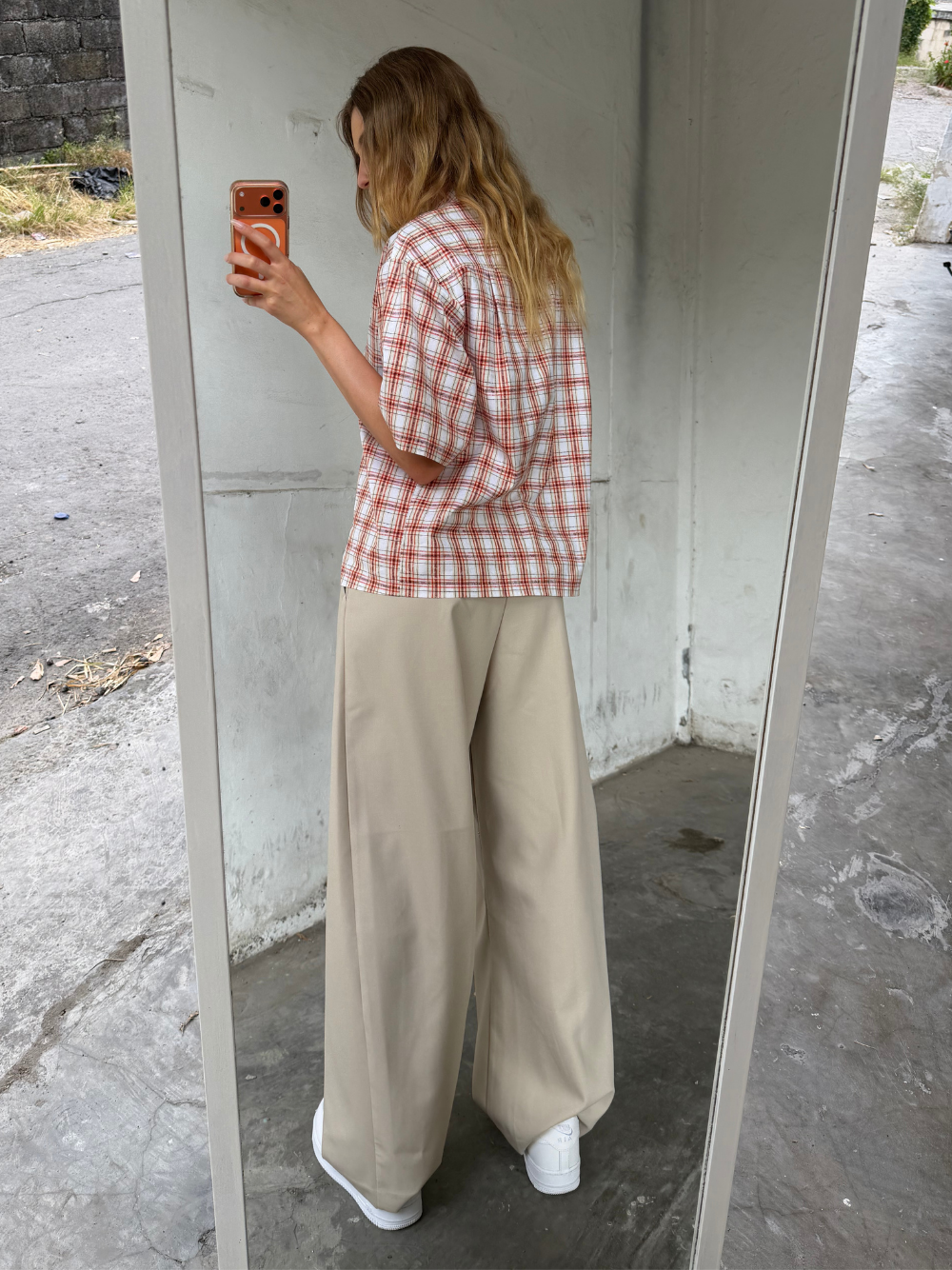 Cloud Check Shirt Orange/White