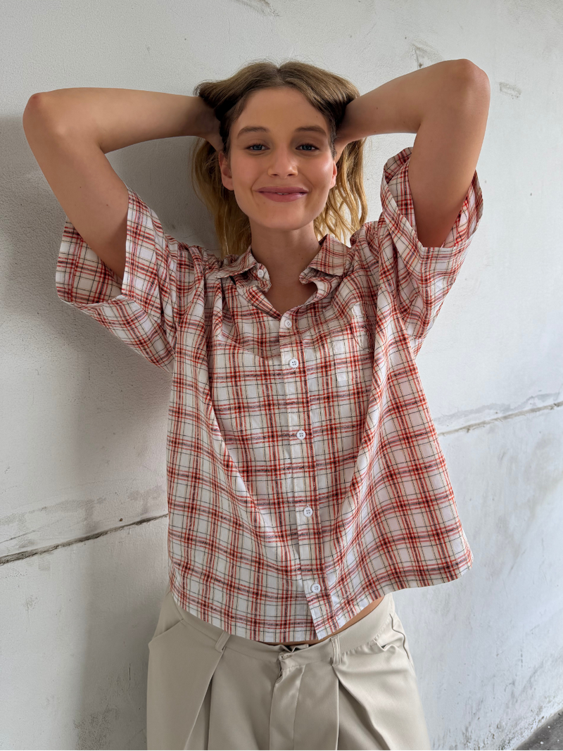 Cloud Check Shirt Orange/White