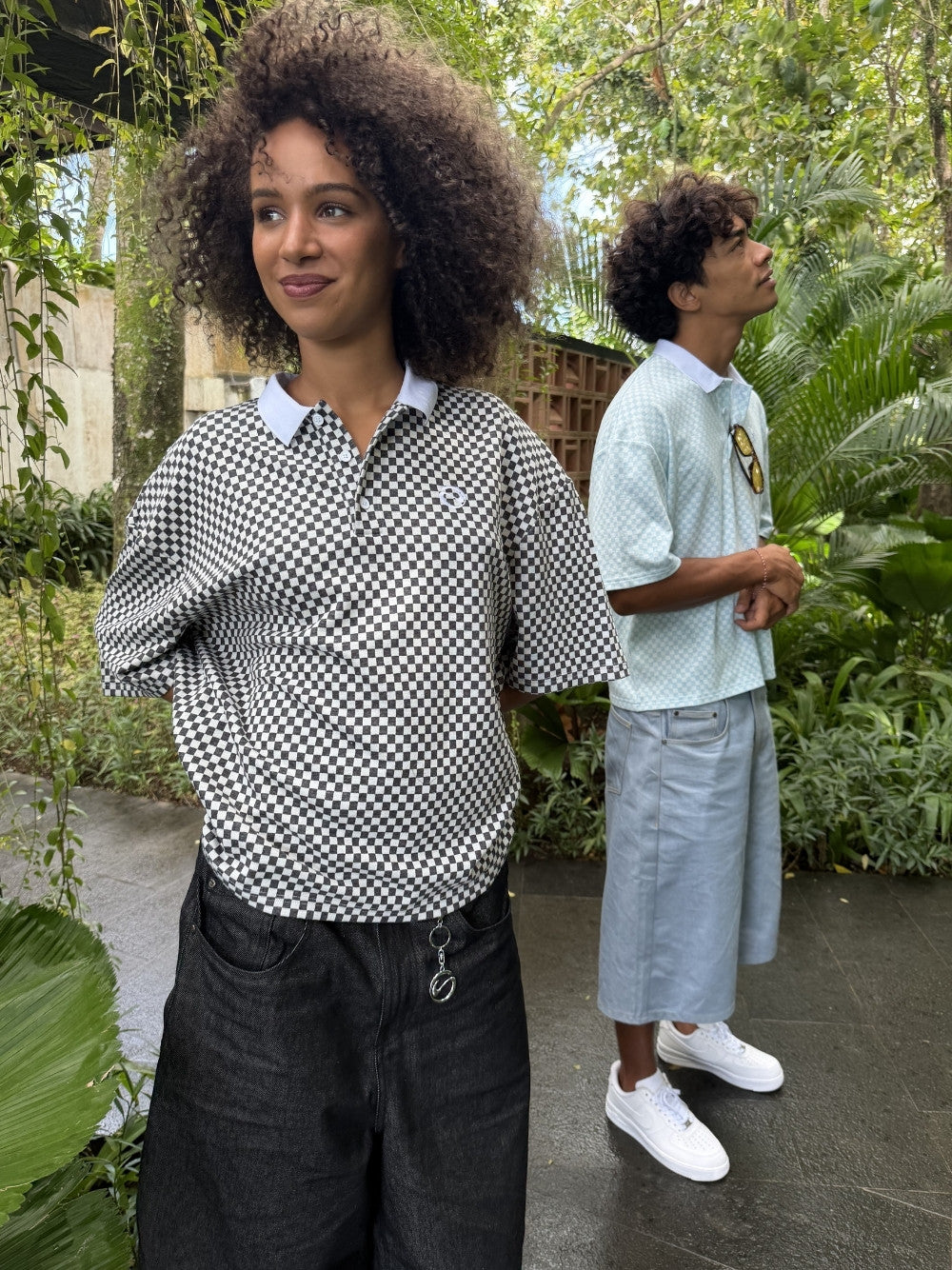 Checkered Polo Blue/White
