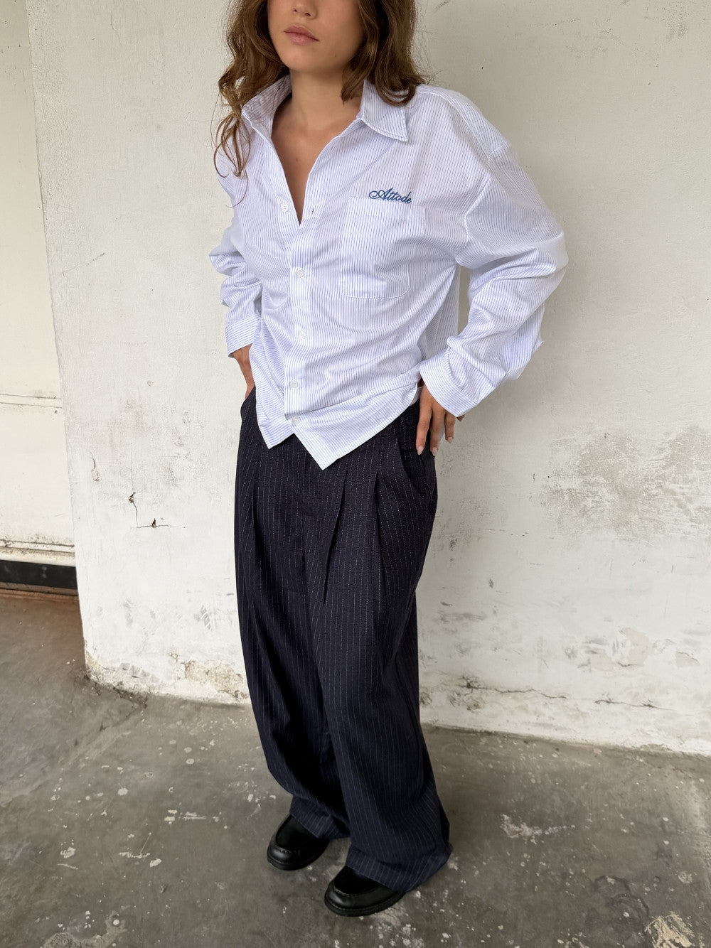 Pinstriped Suit Pants Navy