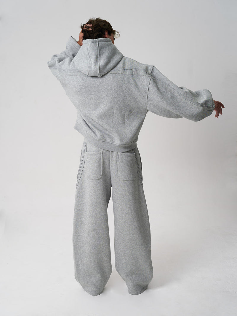 Rail Zip Hoodie Grey Marl