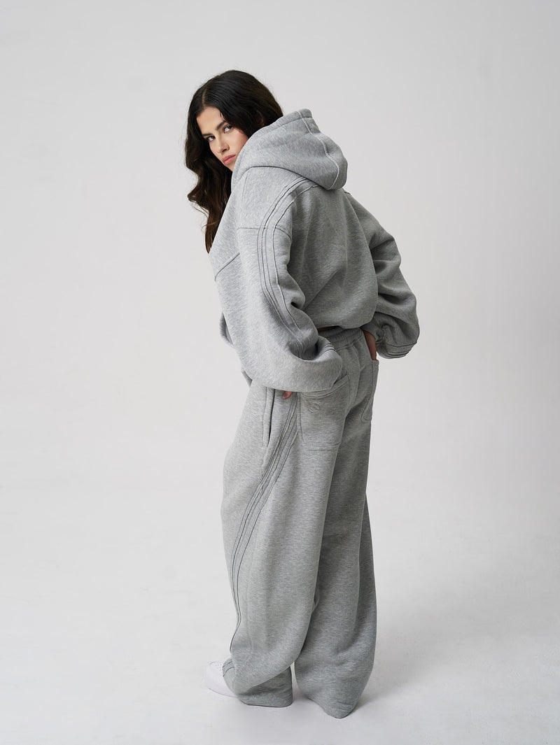 Rail Zip Hoodie Grey Marl