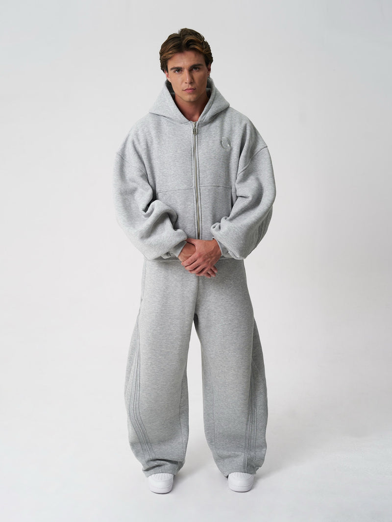 Rail Zip Hoodie Grey Marl