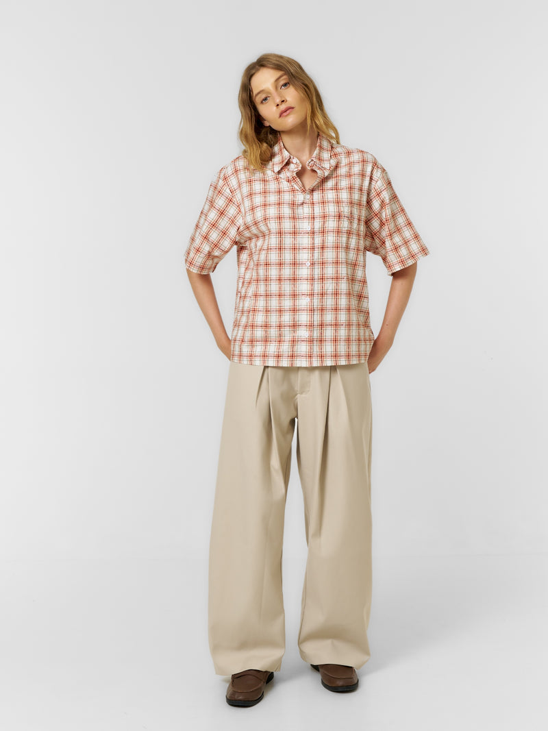 Cloud Check Shirt Orange/White