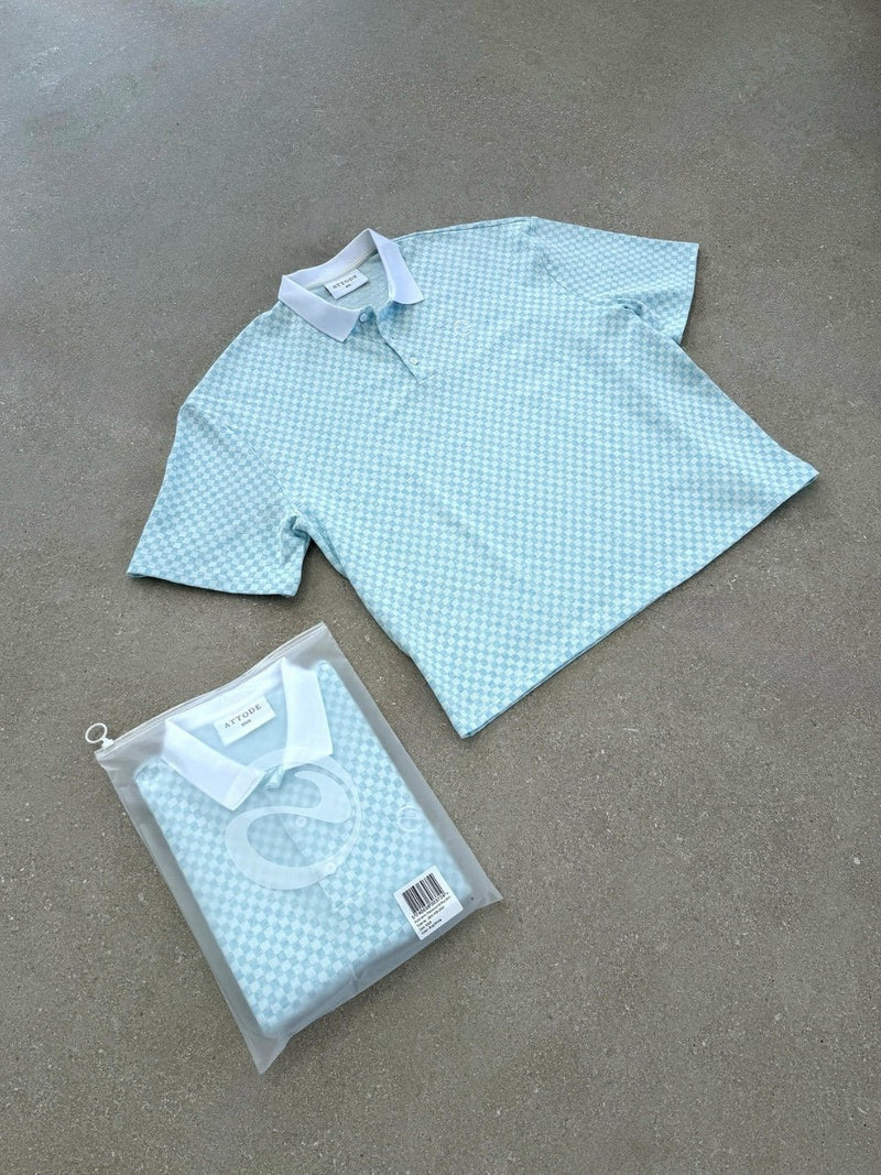 Checkered Polo Blue/White - ATTODE