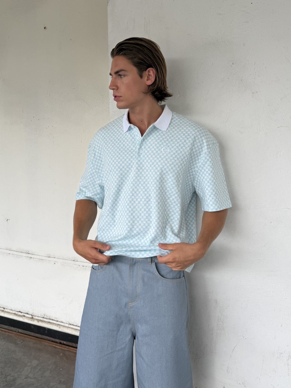 Checkered Polo Blue/White - ATTODE