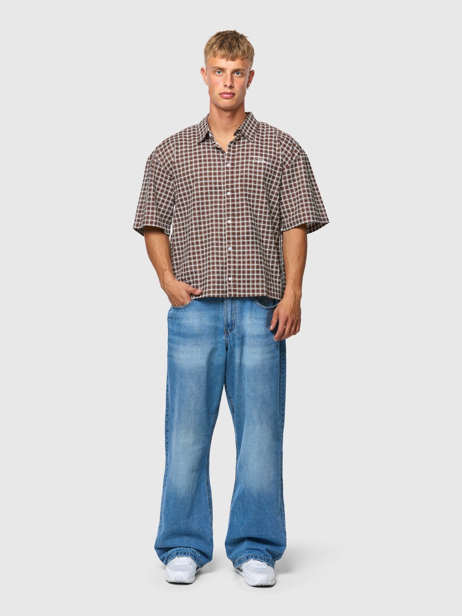 Checkered SS Shirt Brown - ATTODE