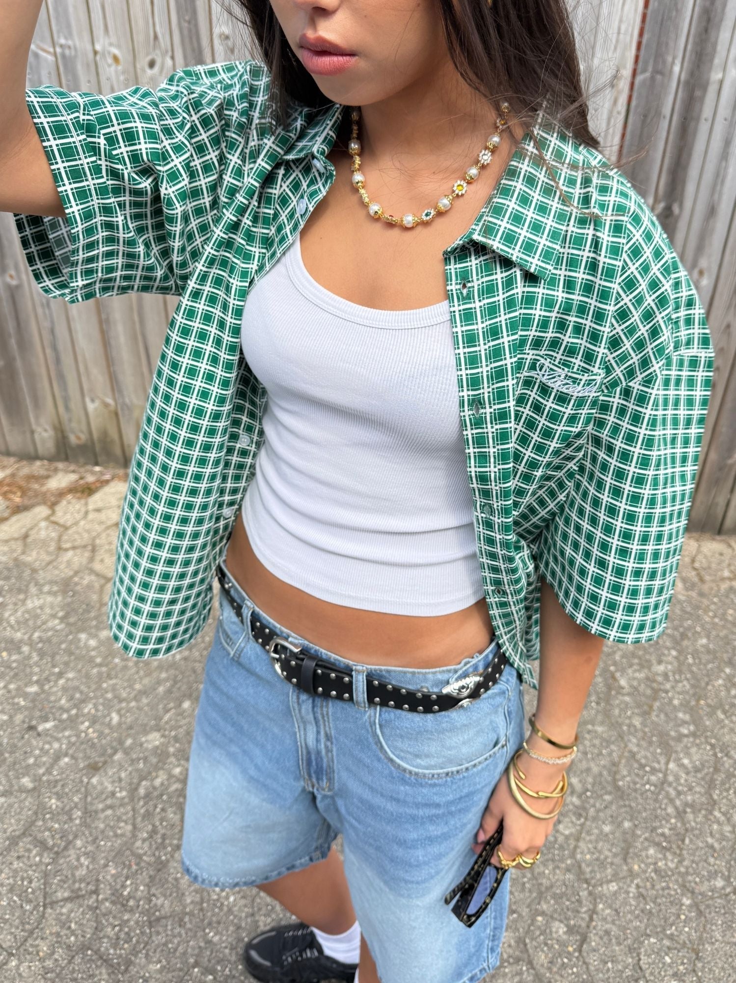 Checkered SS Shirt Green - ATTODE