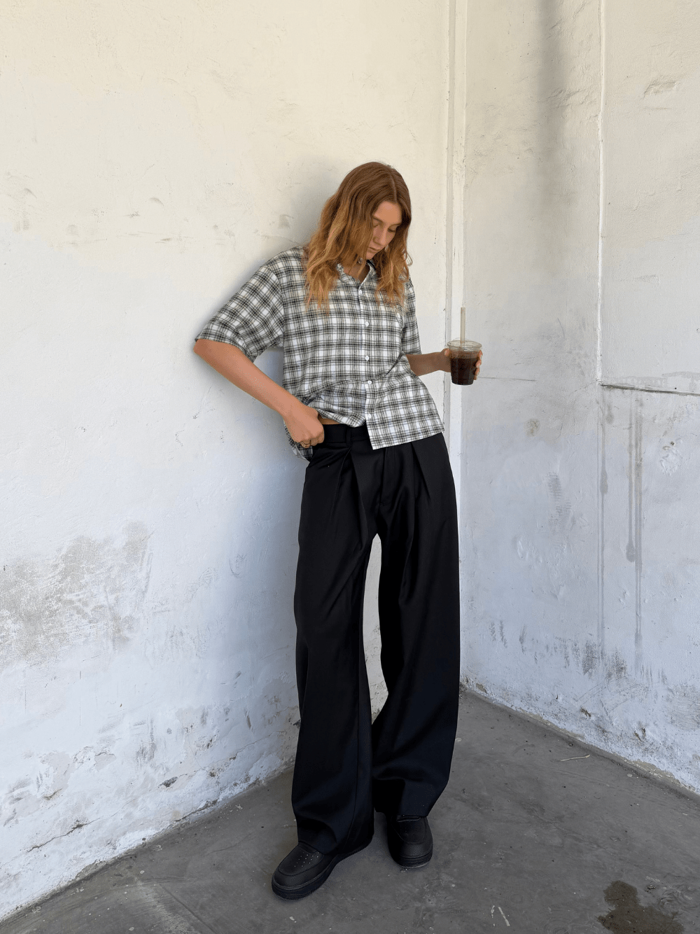 Cloud Check Shirt Green/White - ATTODE