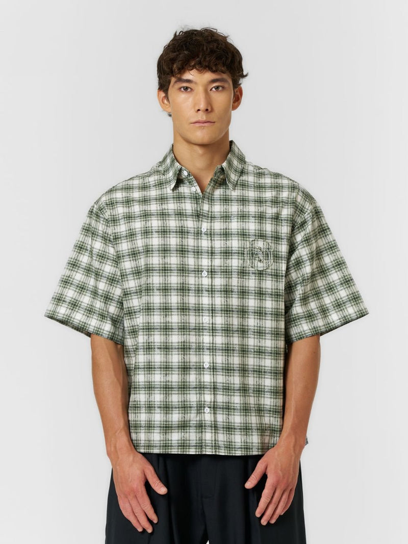 Cloud Check Shirt Green/White - ATTODE