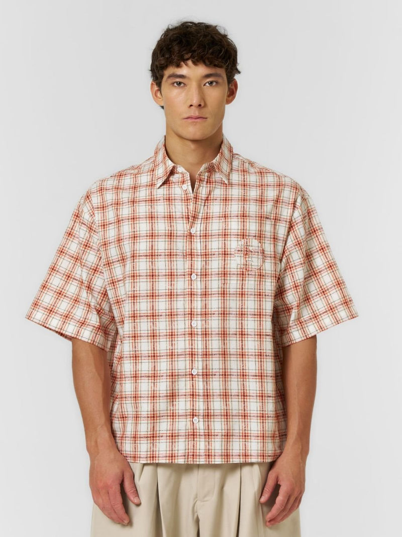 Cloud Check Shirt Orange/White - ATTODE