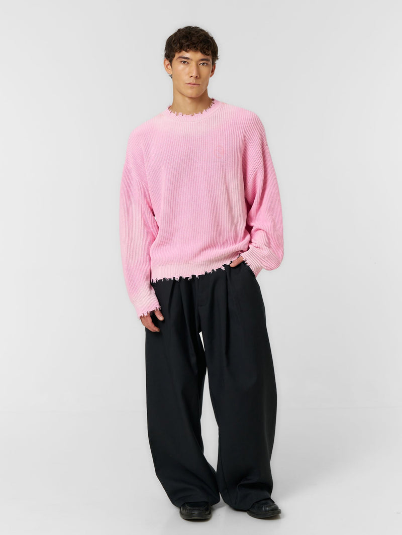 Distressed Knit Jumper Washed Pink - ATTODE