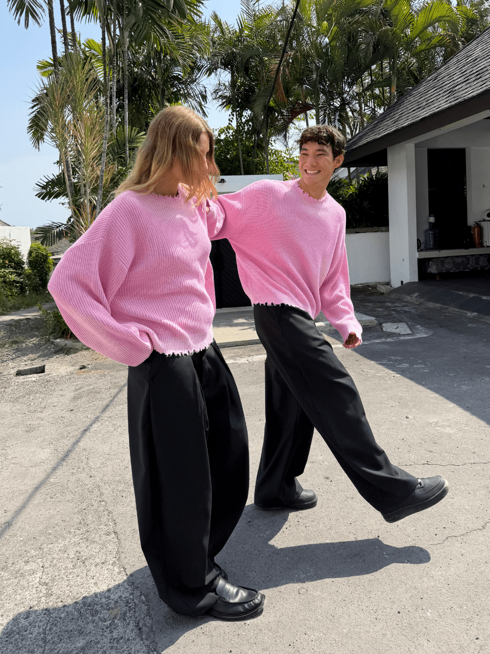 Distressed Knit Jumper Washed Pink - ATTODE