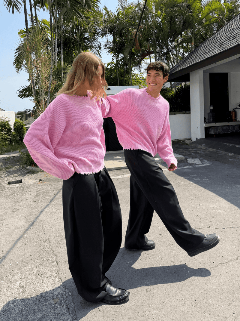 Distressed Knit Jumper Washed Pink - ATTODE