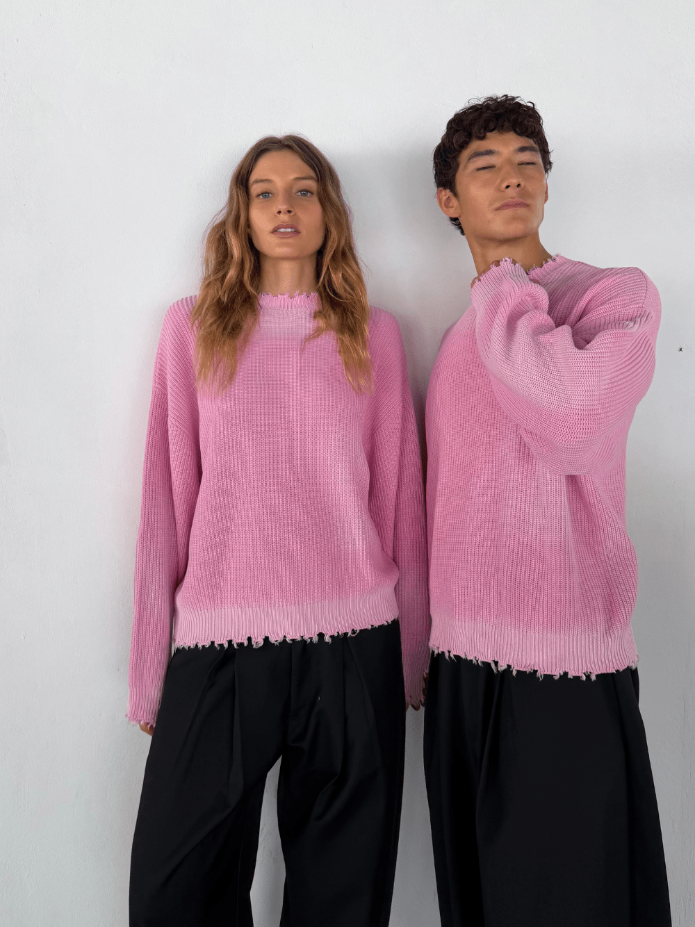 Distressed Knit Jumper Washed Pink - ATTODE