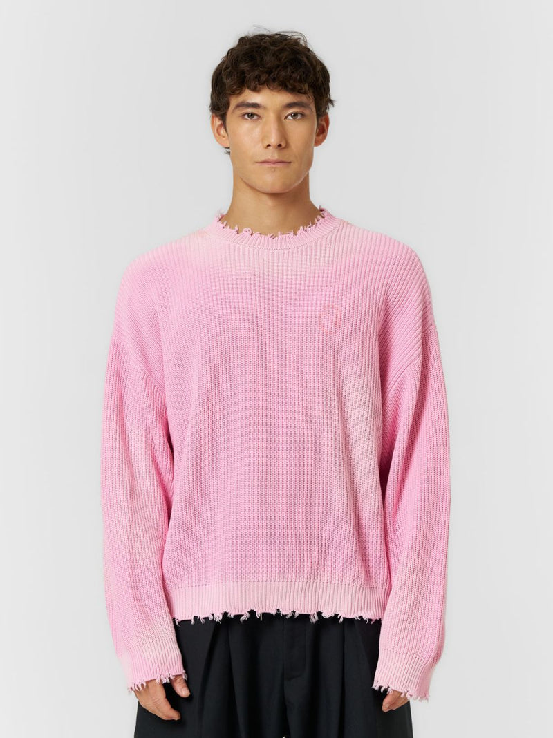 Distressed Knit Jumper Washed Pink - ATTODE