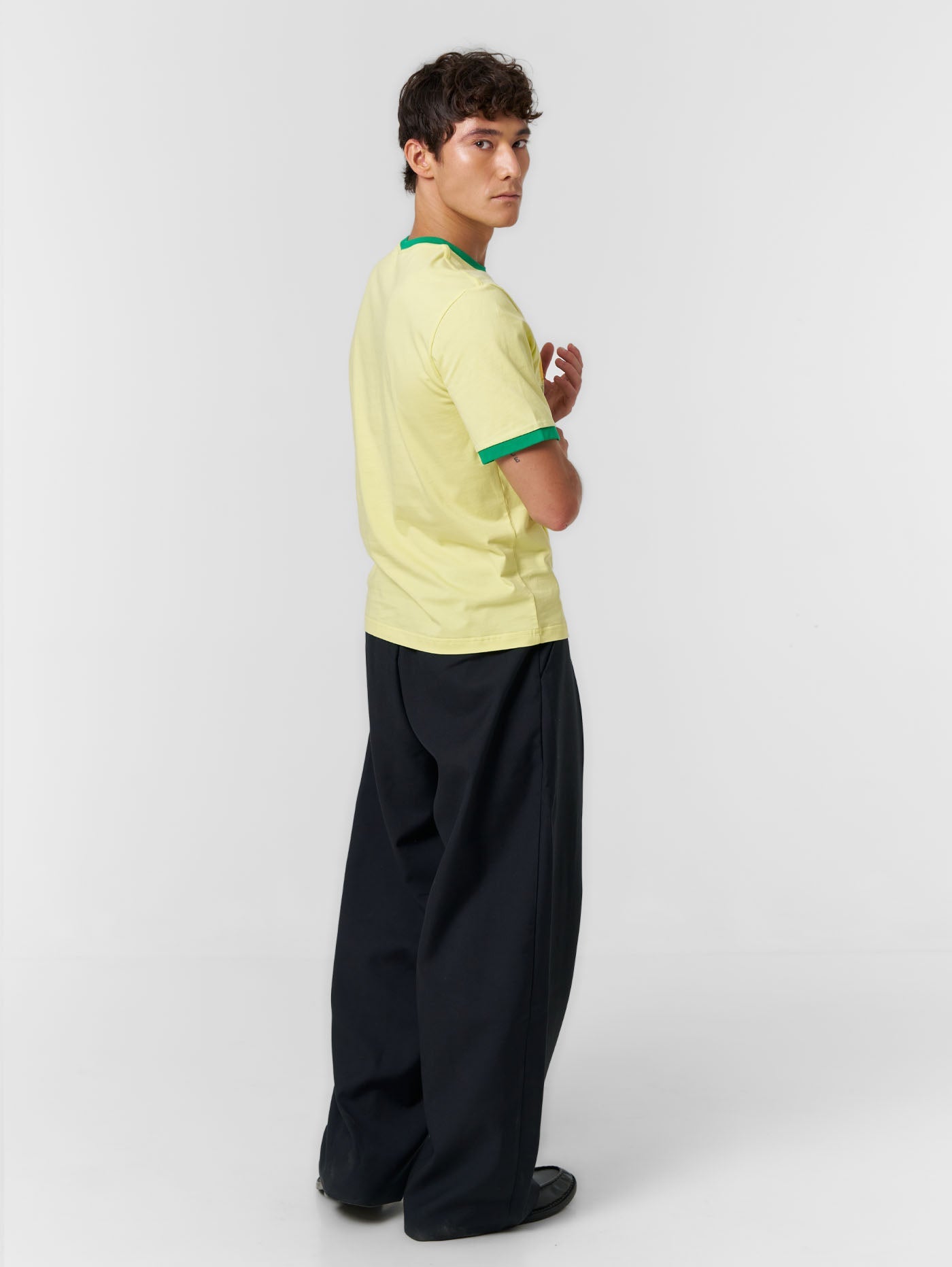 Fitted Cuff T-shirt Yellow/White - ATTODE