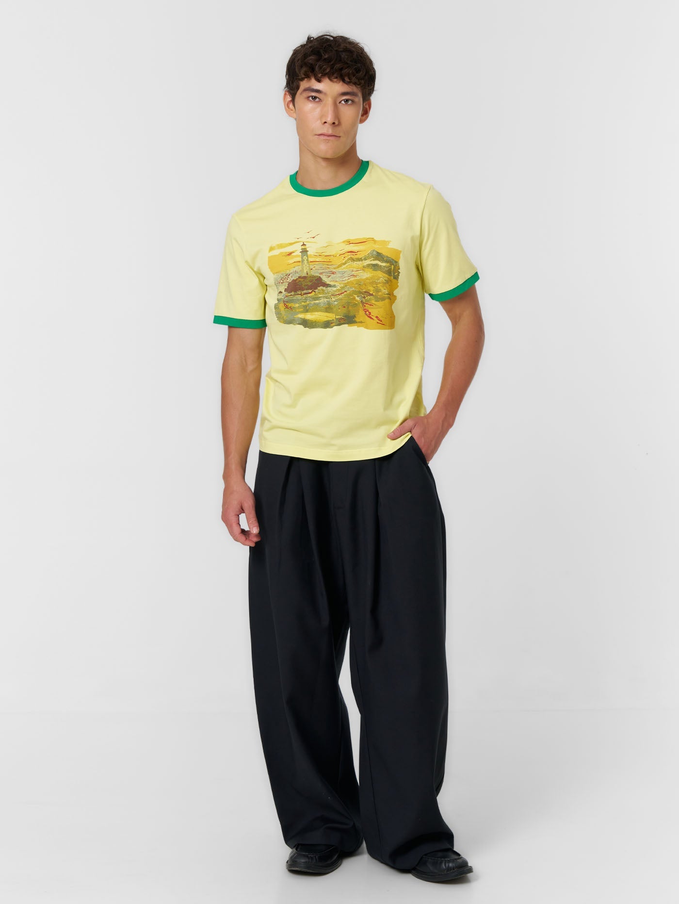 Fitted Cuff T-shirt Yellow/White - ATTODE