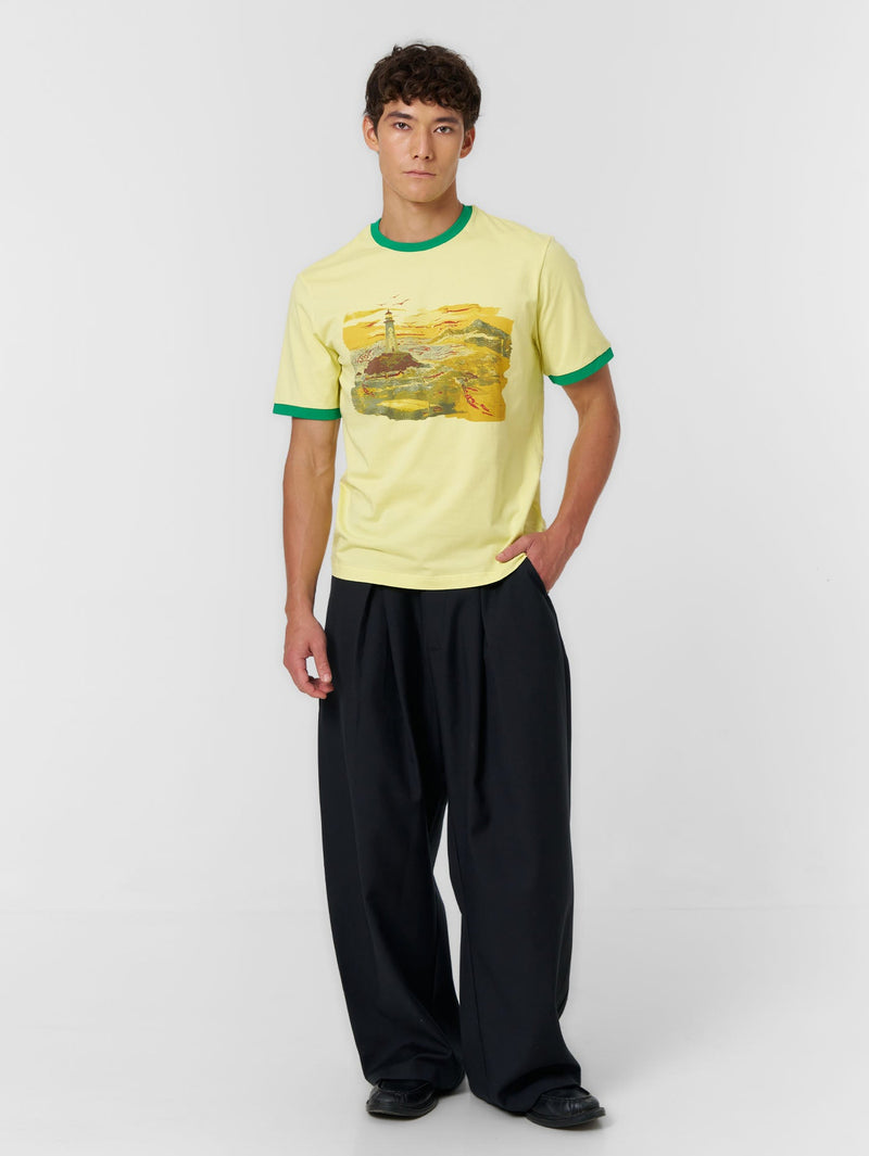 Fitted Cuff T-shirt Yellow/White - ATTODE