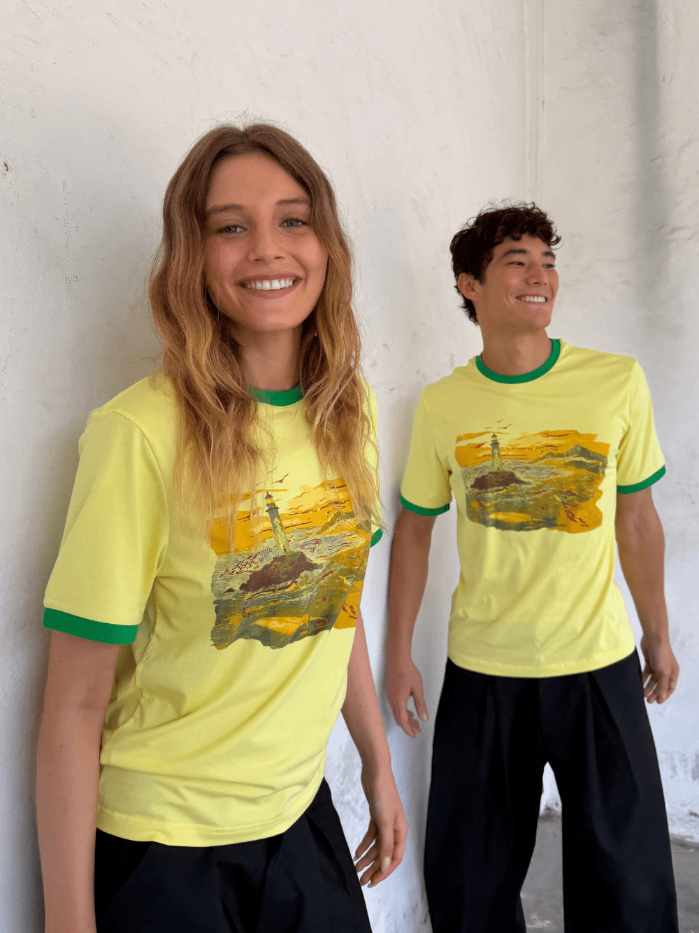 Fitted Cuff T-shirt Yellow/White - ATTODE