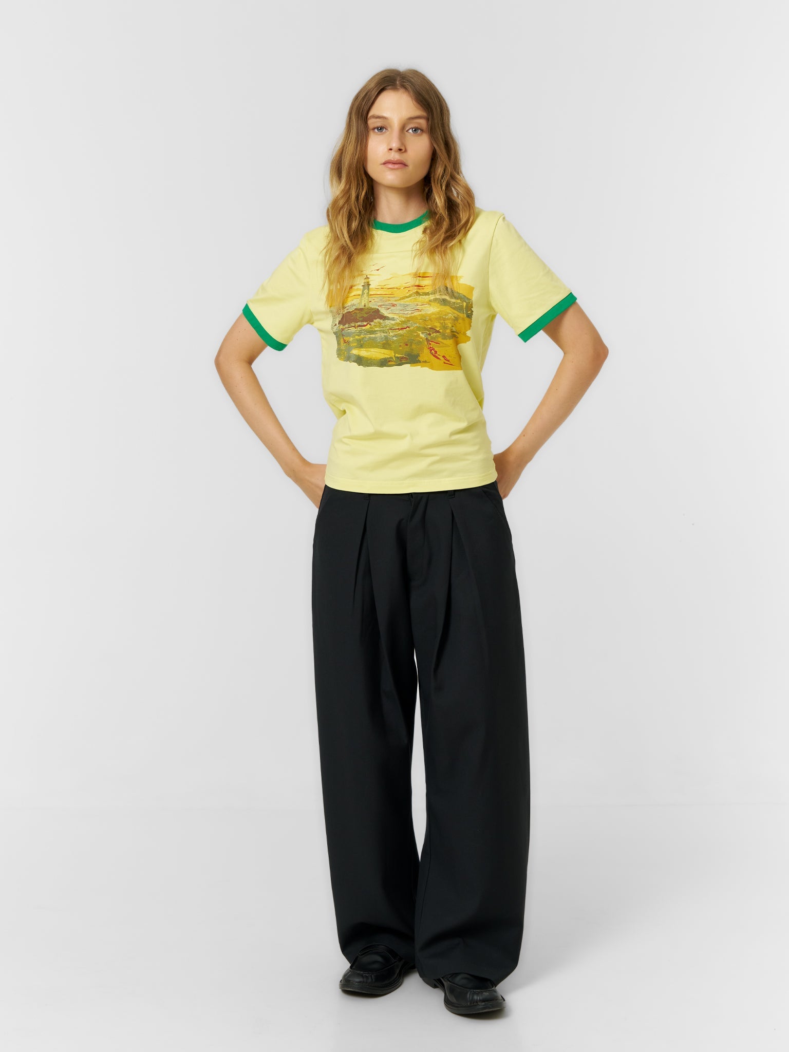 Fitted Cuff T-shirt Yellow/White - ATTODE