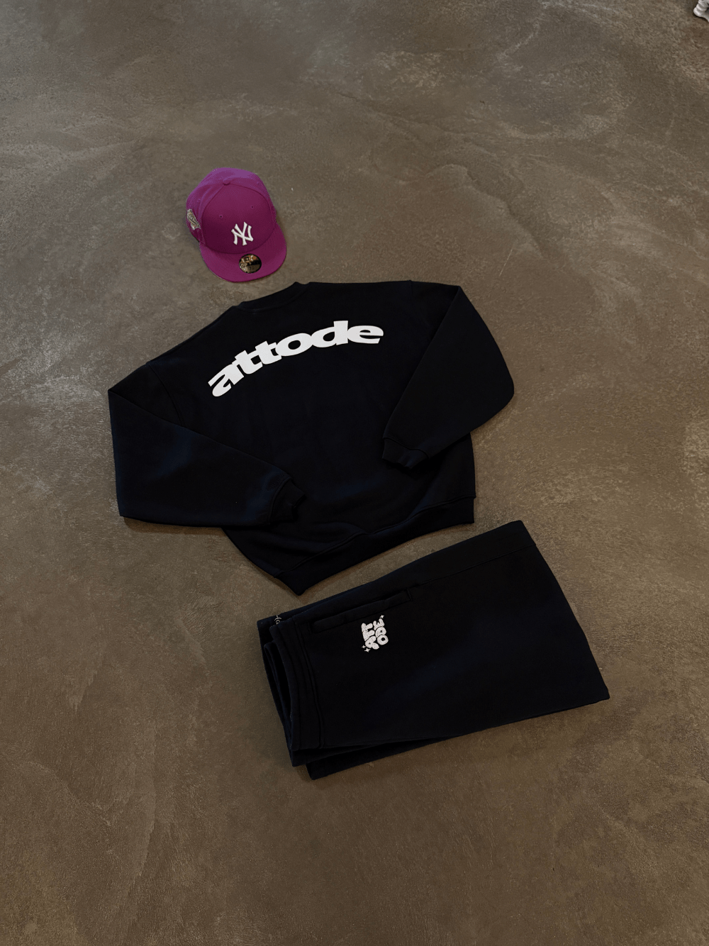 Fluff Wide Leg Sweatpants Black - ATTODE