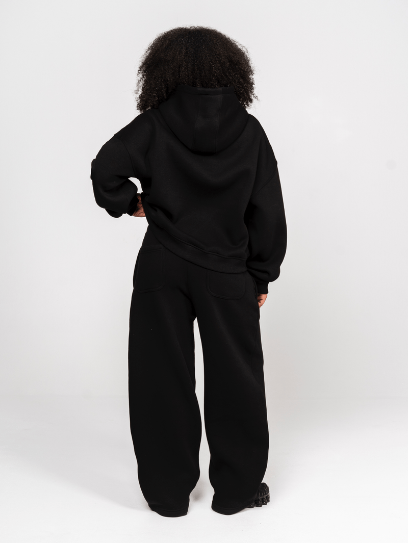 Fluff Wide Leg Sweatpants Black - ATTODE