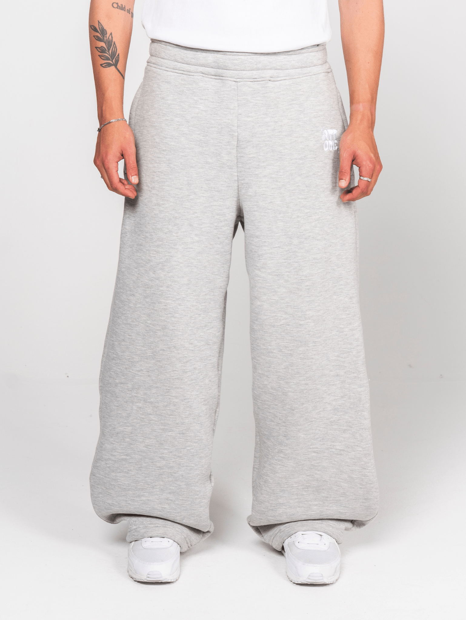 Fluff Wide Leg Sweatpants Grey Marl - ATTODE