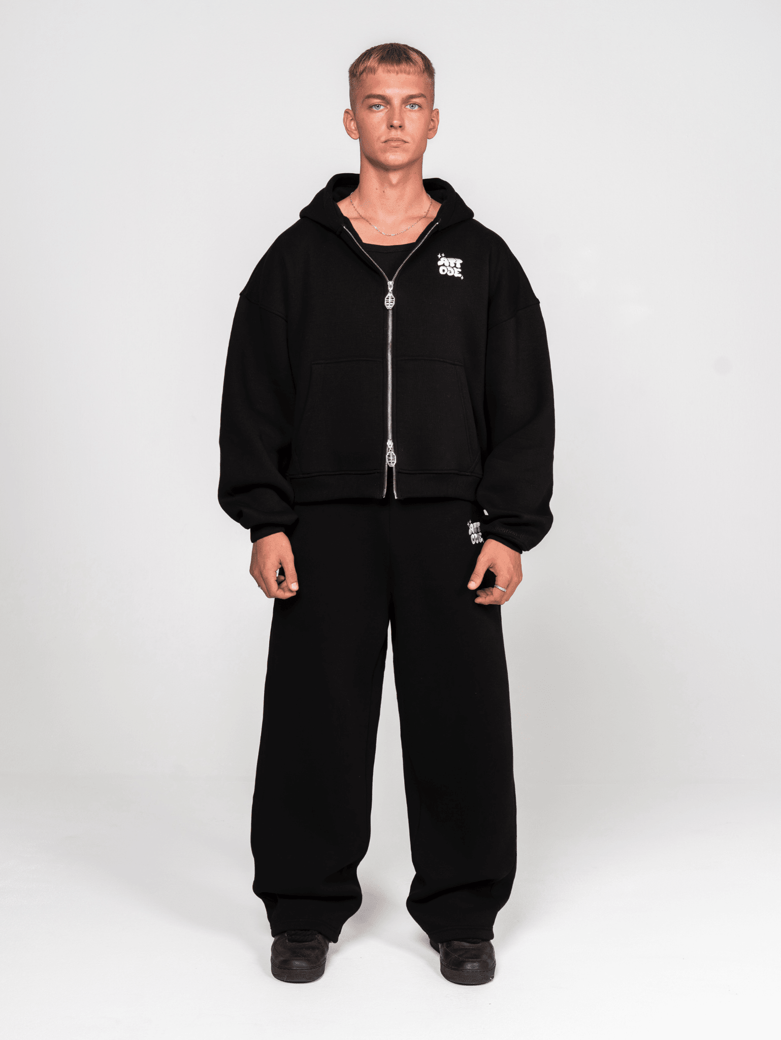 Fluff Zip Hoodie Black - ATTODE
