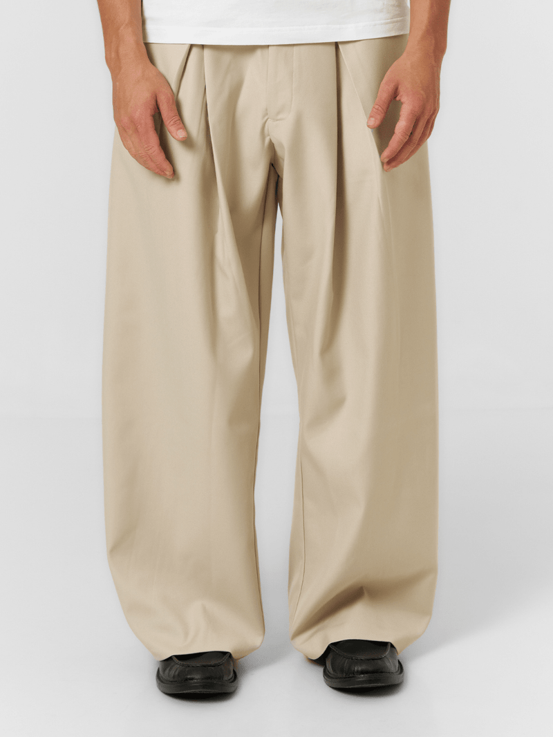 Korean Pleated Suit Pants Beige - ATTODE