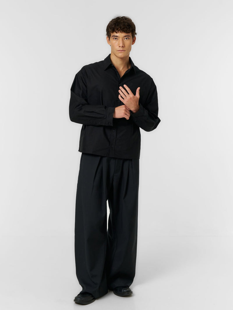 Korean Pleated Suit Pants Black - ATTODE