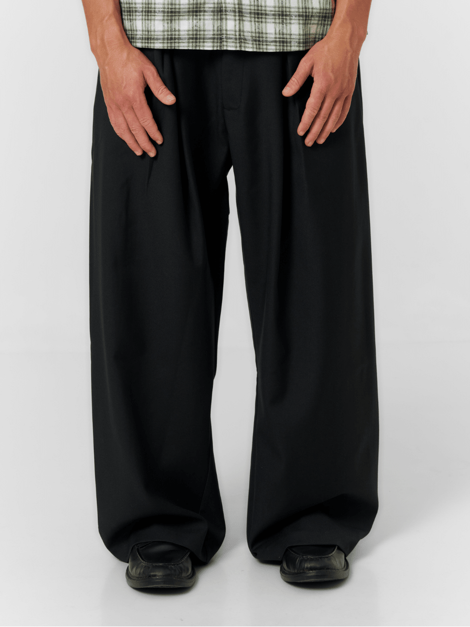 Korean Pleated Suit Pants Black