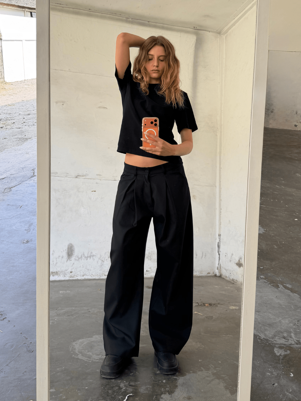 Korean Pleated Suit Pants Black - ATTODE
