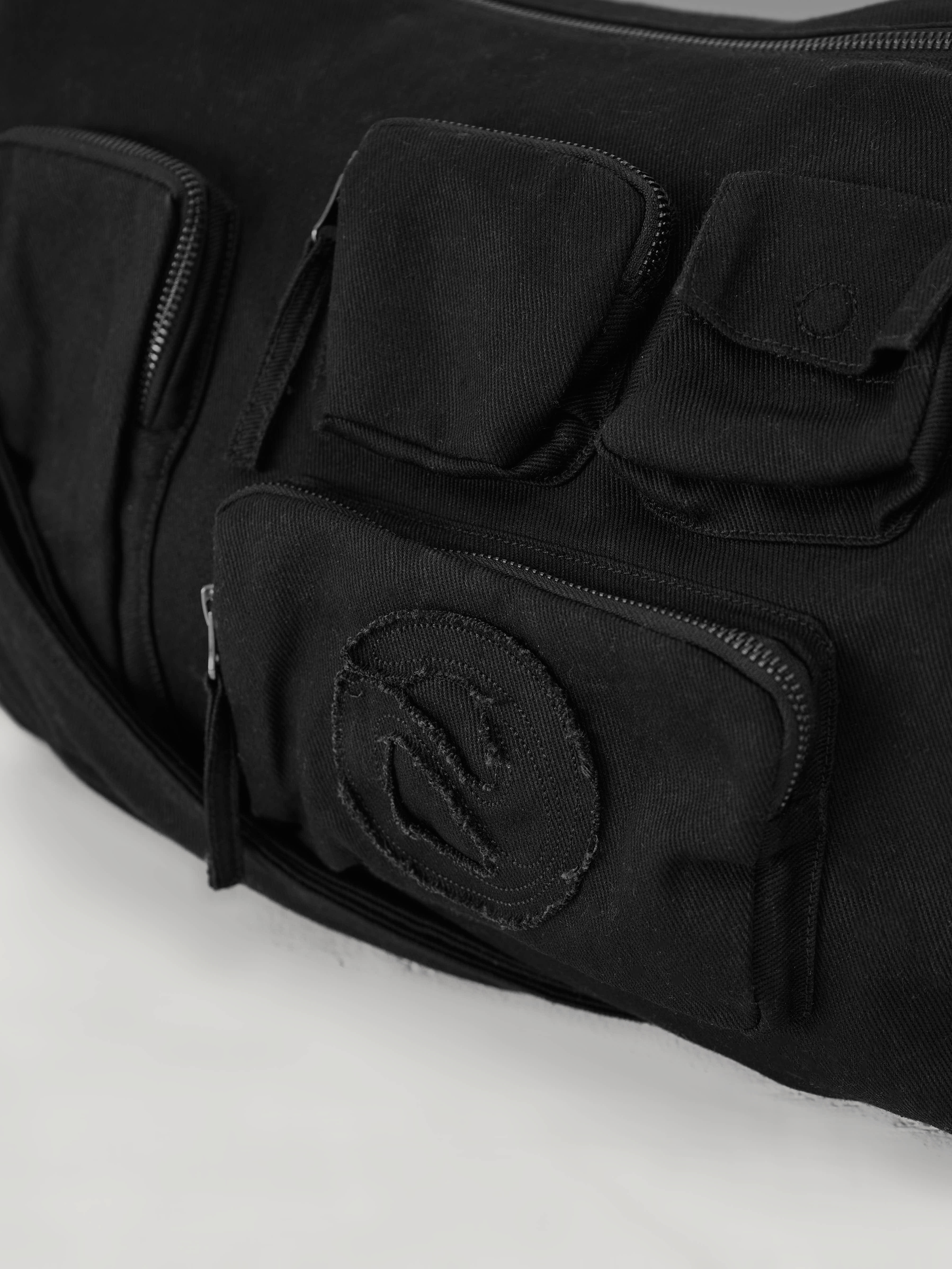 Multipocket Canvas Sling Bag Black - ATTODE