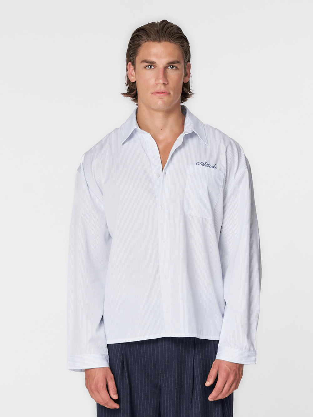 Pinstriped Shirt White/Blue - ATTODE