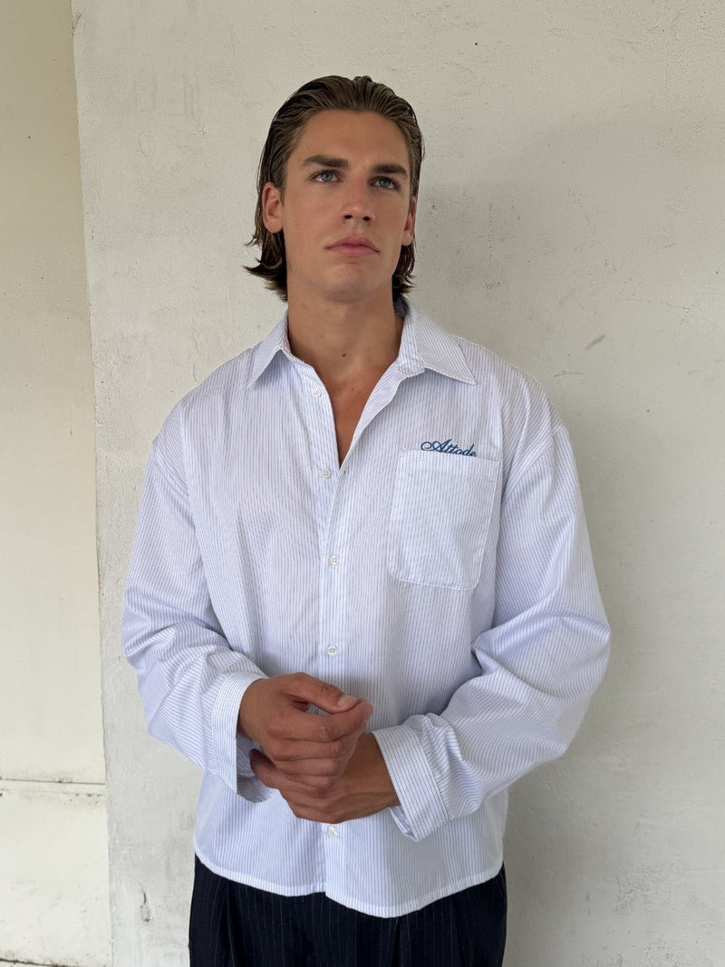 Pinstriped Shirt White/Blue - ATTODE