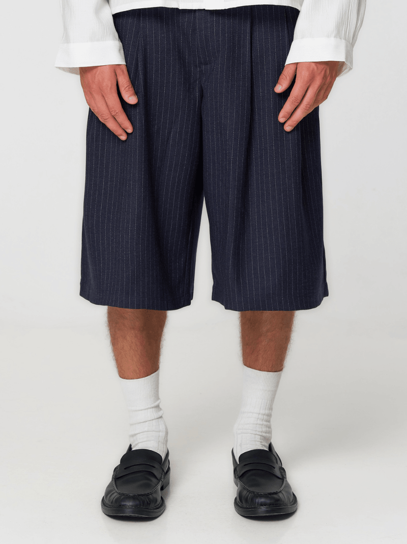Pinstriped Suit Shorts Navy - ATTODE