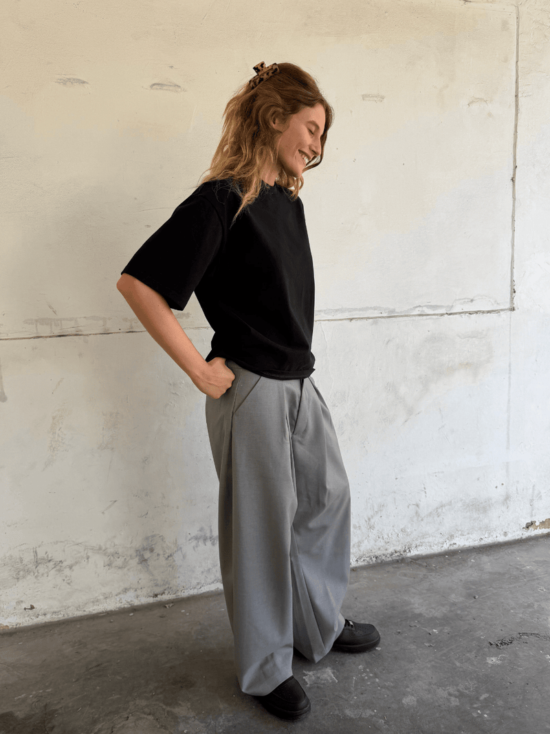 Plain Boxy T-shirt Black - ATTODE
