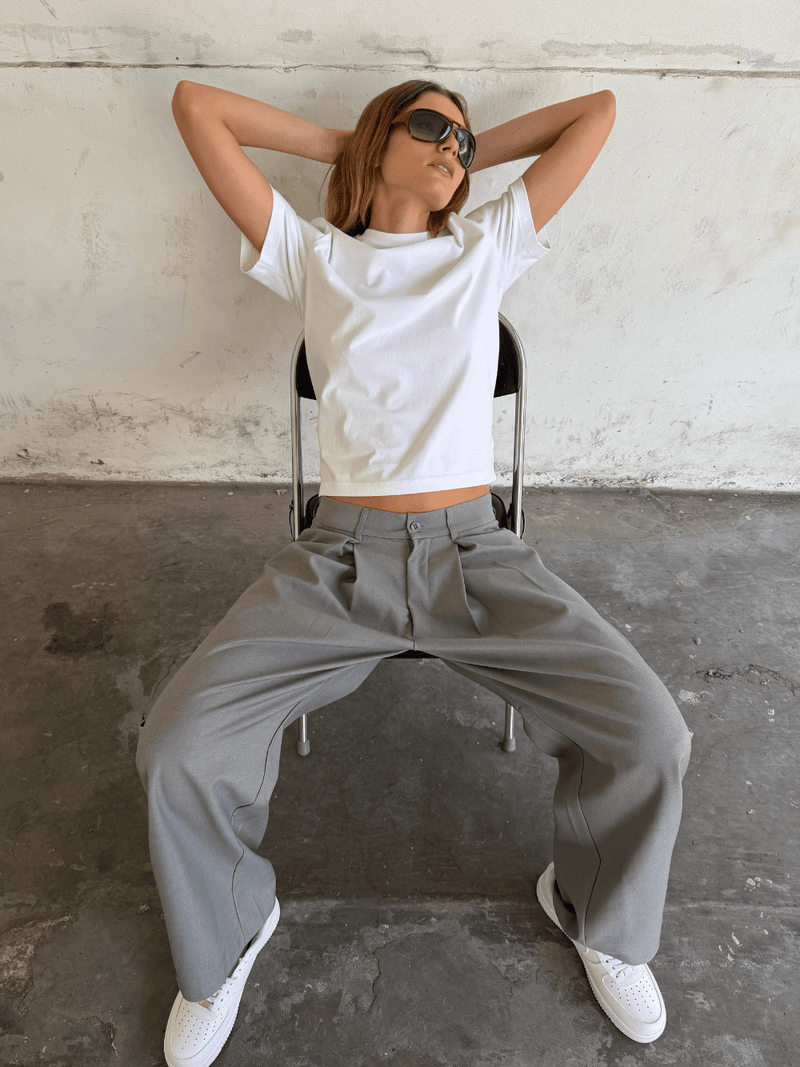 Plain Fitted T-shirt White - ATTODE