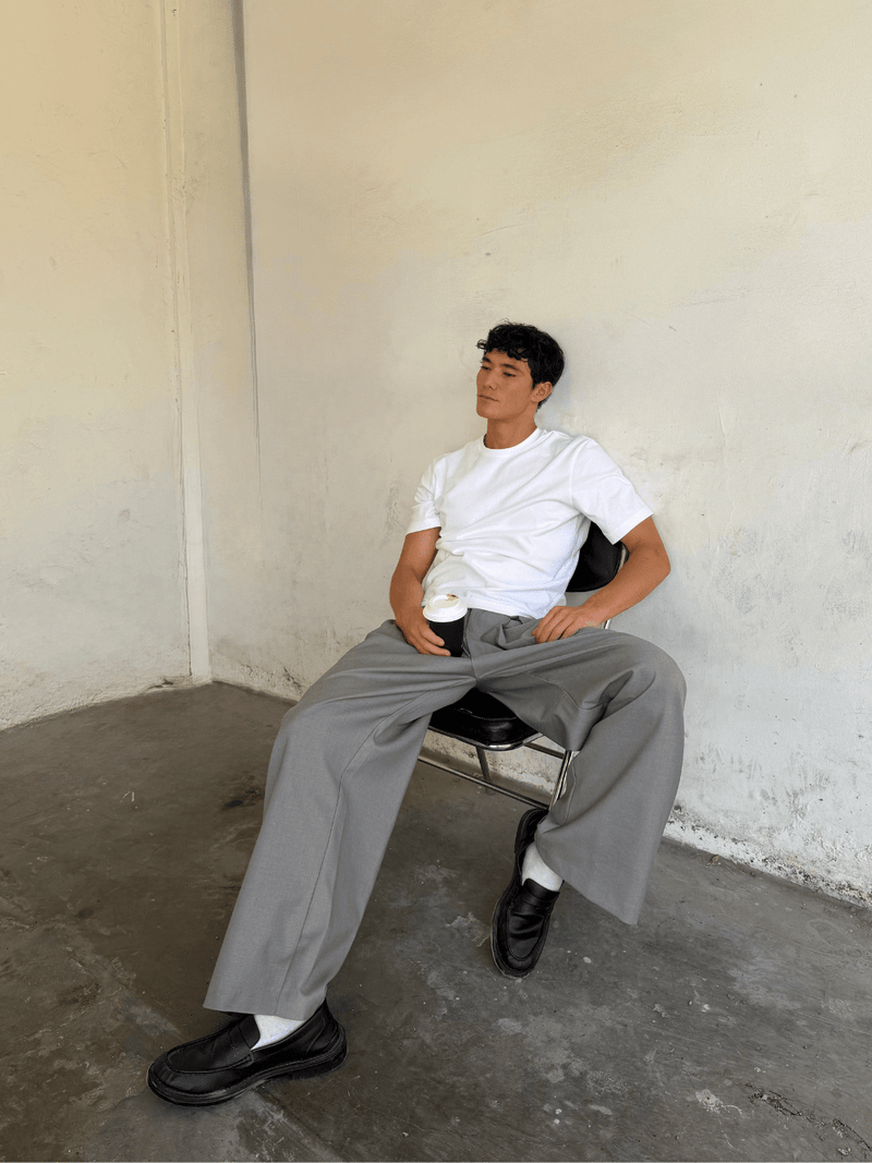 Plain Fitted T-shirt White - ATTODE