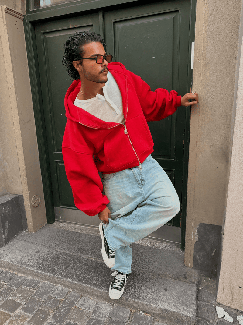 Rail Zip Hoodie Red - ATTODE
